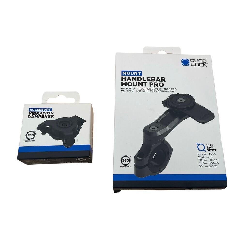 Quad Lock Motorcycle Handlebar Mount Pro QLM-HBR-PRO $ Dampener QLA-VDM New